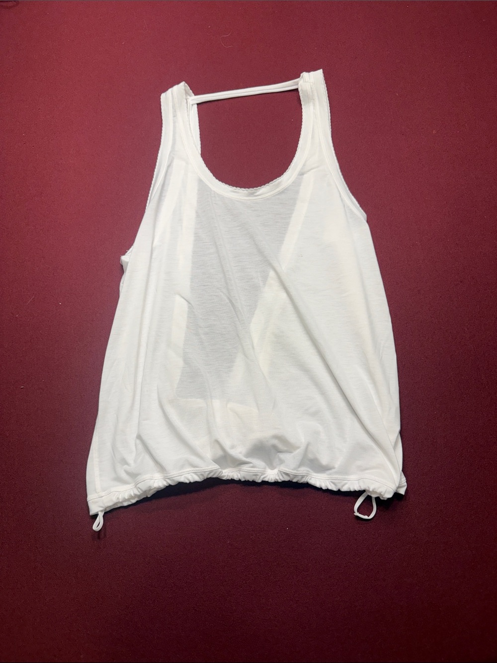 lululemon athletica White Racerback Tank with Drawstring Hem